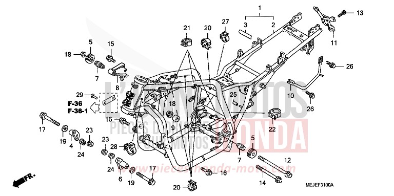 RAHMENKOERPER von CB1300 Super Bold'or ABS PEARL FADELESS WHITE (NH341KF) von 2007